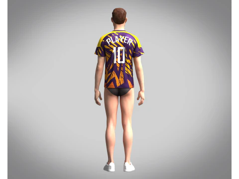 Soccer Dark Purple with multi color Jersey Player-10 3D Model