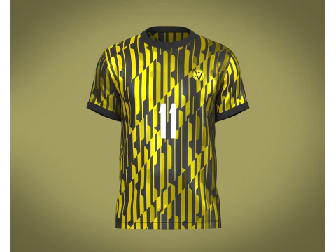 सॉकर फुटबॉल ऐश और येलो जर्सी प्लेयर-11 3D मॉडल