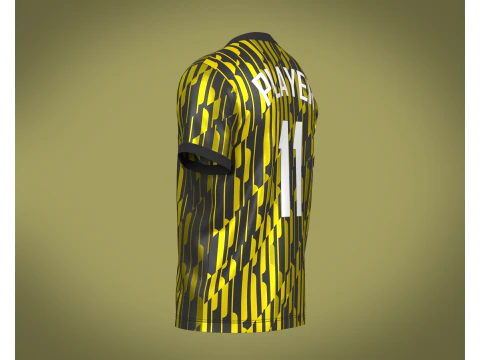 Soccer Football Ash and Yellow Jersey Player-11 3D Model
