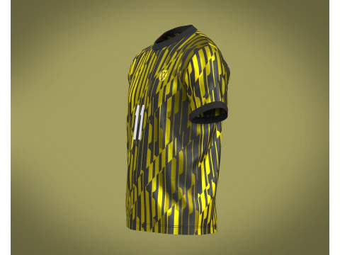Soccer Football Ash and Yellow Jersey Player-11 3D Model