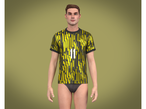 Soccer Football Ash and Yellow Jersey Player-11 Modèle 3D