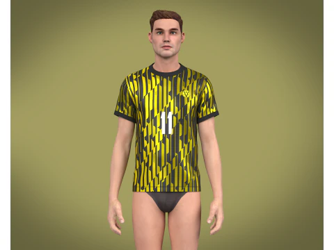 Soccer Football Ash and Yellow Jersey Player-11 3D Model