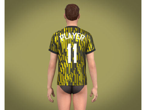 Soccer Football Ash and Yellow Jersey Player-11 Modèle 3D