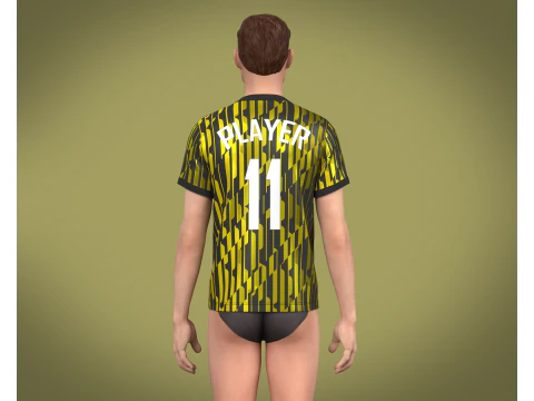 Soccer Football Ash and Yellow Jersey Player-11 3D Model