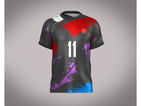 Soccer Football Ash with Multi color Jersey Player-11 3D Model