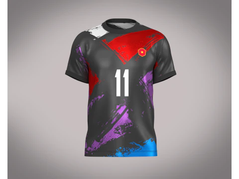 Calcio Calcio Ash con maglia multicolore Player-11 Modello 3D