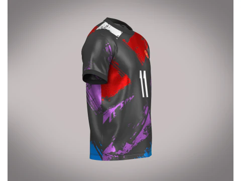 Soccer Football Ash with Multi color Jersey Player-11 3D Model