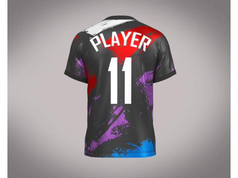 Soccer Football Ash with Multi color Jersey Player-11 3D Model