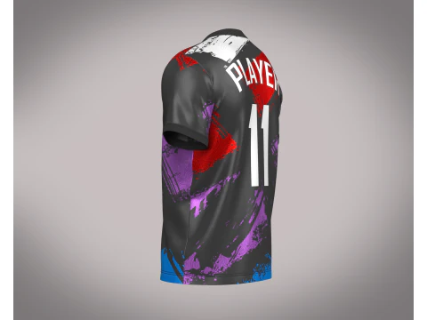 Soccer Football Ash with Multi color Jersey Player-11 3D Model