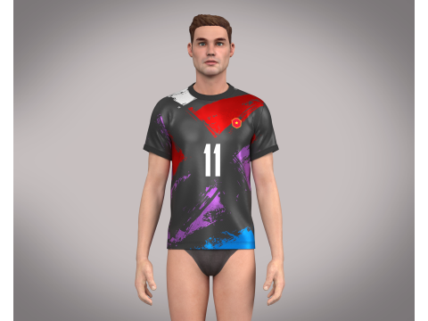 Soccer Football Ash with Multi color Jersey Player-11 Model 3D