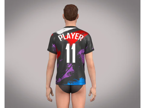 Soccer Football Ash with Multi color Jersey Player-11 3D Model