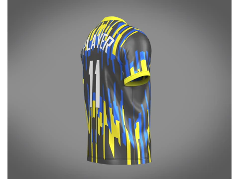 Soccer Football Black and Blue Jersey Player-11 3D Model