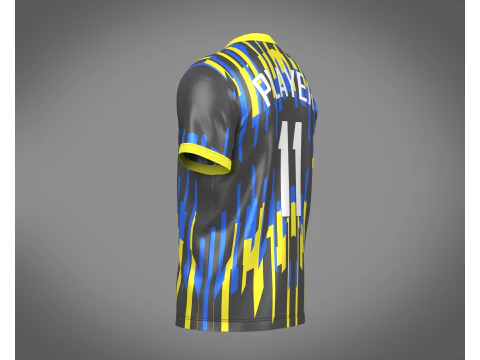 Soccer Football Black and Blue Jersey Player-11 3D Model