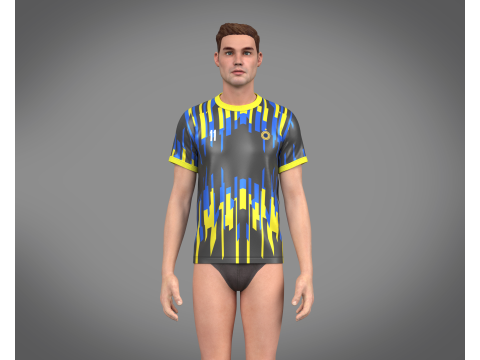 Soccer Football Black and Blue Jersey Player-11 3Dモデル