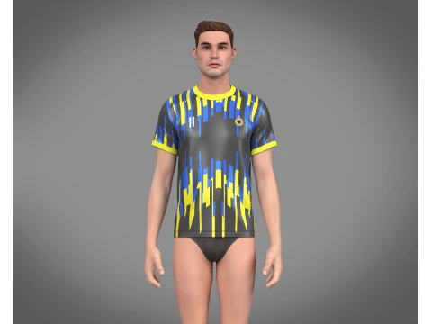 Soccer Football Black and Blue Jersey Player-11 3D Model