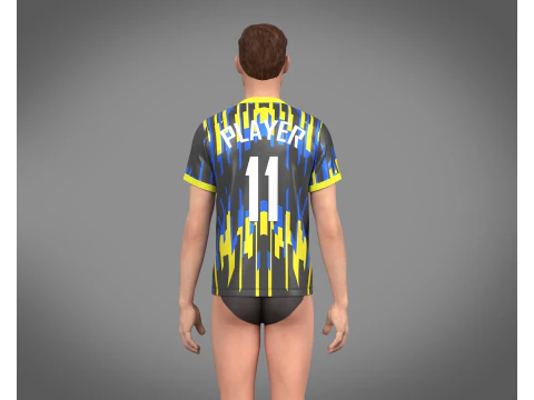 Soccer Football Black and Blue Jersey Player-11 3D Model