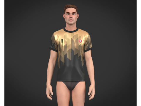 Soccer Football Black and Brown Jersey Player-11 3D Model