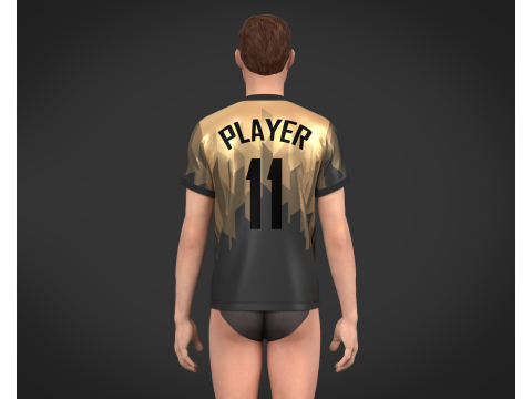 Soccer Football Black and Brown Jersey Player-11 3D Модель