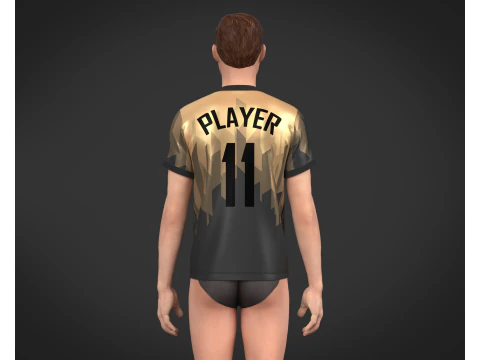 Soccer Football Black and Brown Jersey Player-11 3D Model