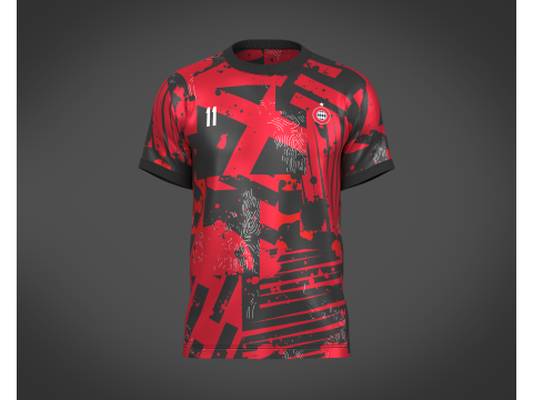 Soccer Football Black and Red Jersey Player-11 Modèle 3D
