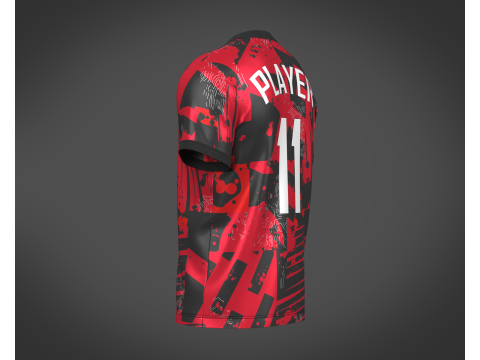 Soccer Football Black and Red Jersey Player-11 3D Model