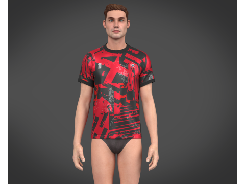Soccer Football Black and Red Jersey Player-11 3D Model