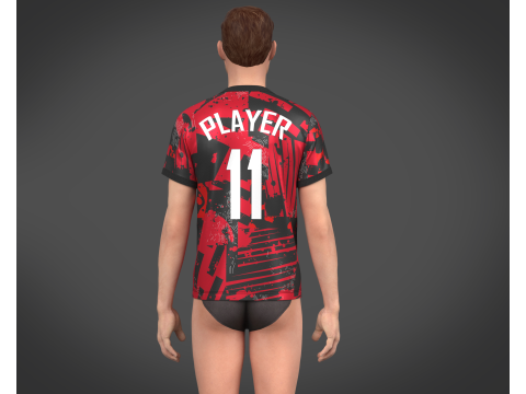 Soccer Football Black and Red Jersey Player-11 3D Model
