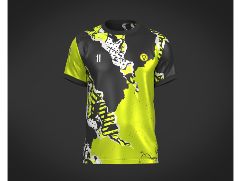 Soccer Football Black and White with Yellow Jersey Player-11 3D Model