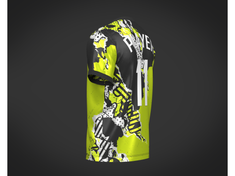 Soccer Football Black and White with Yellow Jersey Player-11 3D Model