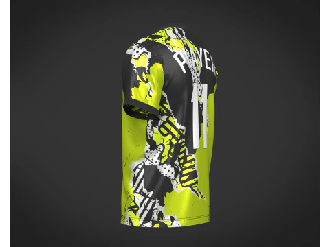 Soccer Football Black and White with Yellow Jersey Player-11 3D Model