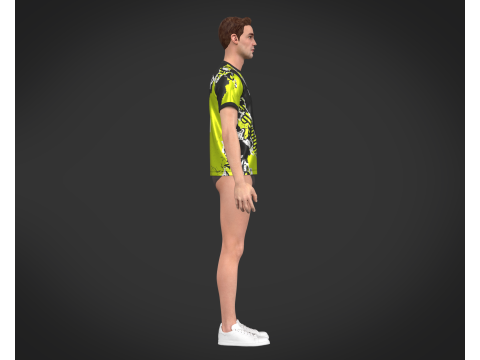 Soccer Football Black and White with Yellow Jersey Player-11 3D Model