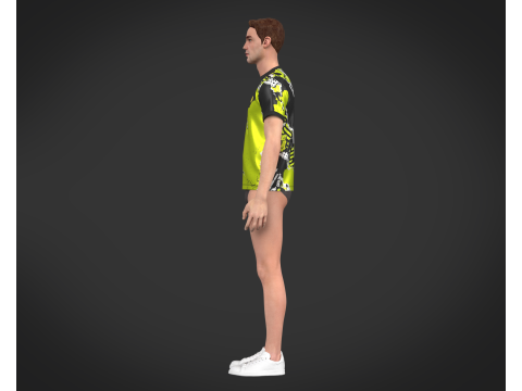 Soccer Football Black and White with Yellow Jersey Player-11 3D Model