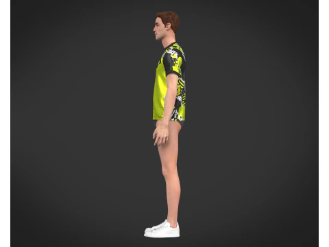 Soccer Football Black and White with Yellow Jersey Player-11 3D Model