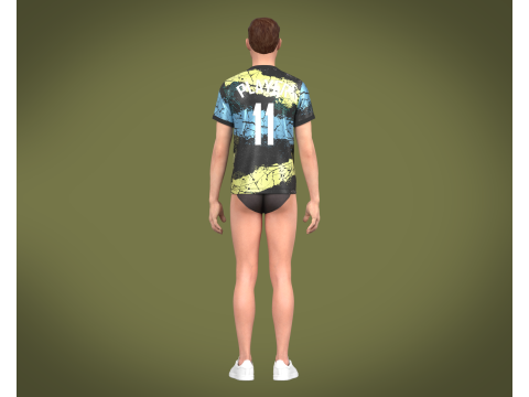 Soccer Football Black Jersey Player-11 3D 模型