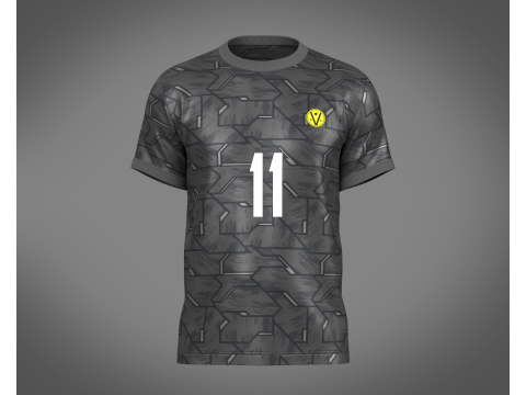 Soccer Football Black with Gray Jersey Player-11 3D Model