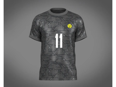 サッカー フットボール ブラックとグレーのジャージ Player-11 3Dモデル
