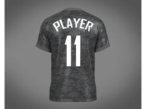 Futebol Futebol Preto com Camisa Cinza Player-11 Modelo 3D