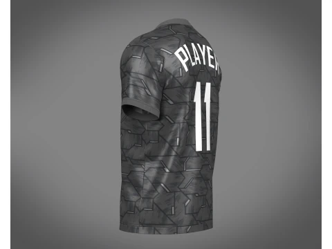 Futebol Futebol Preto com Camisa Cinza Player-11 Modelo 3D