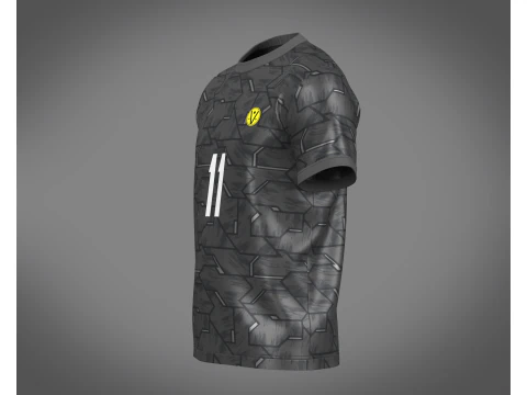 Futebol Futebol Preto com Camisa Cinza Player-11 Modelo 3D