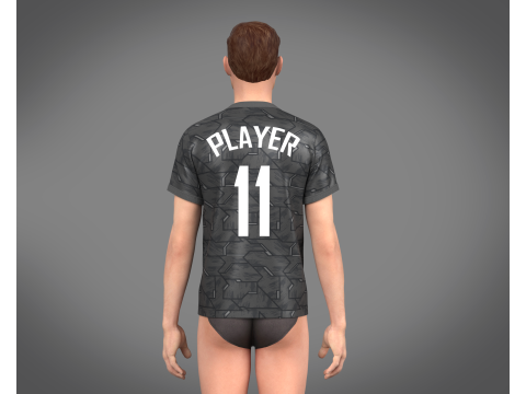Soccer Football Black with Gray Jersey Player-11 Modelo 3D