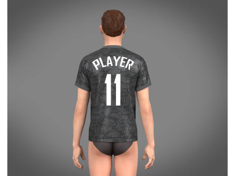 Futebol Futebol Preto com Camisa Cinza Player-11 Modelo 3D