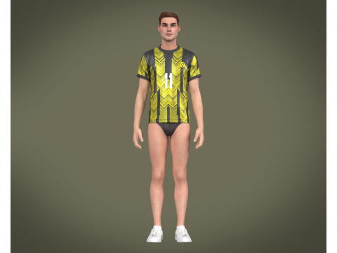 Soccer Football Black with yellow Jersey Player-11 Modèle 3D