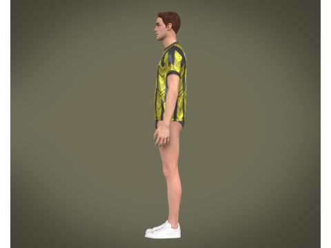 Soccer Football Black with yellow Jersey Player-11 Modèle 3D