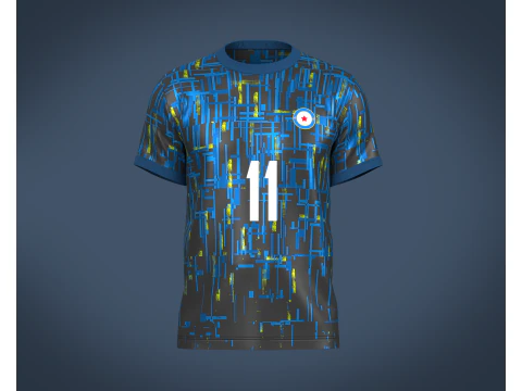 सॉकर फ़ुटबॉल ब्लू और ब्लैक जर्सी प्लेयर-11 3D मॉडल