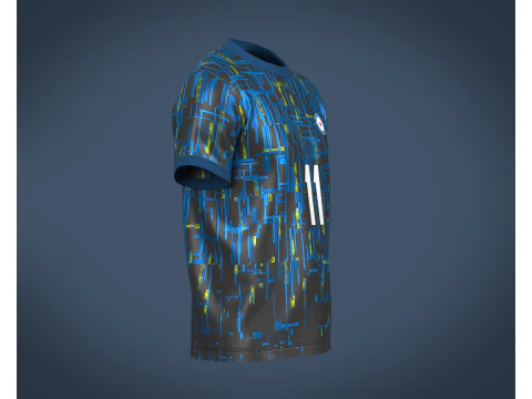 Jogador de futebol azul e preto de camisa-11 Modelo 3D