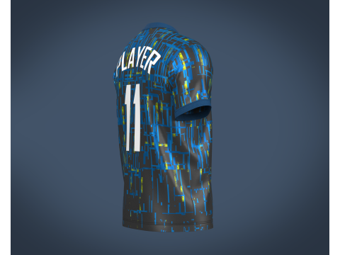 Soccer Football Blue and Black Jersey Player-11 3D Model