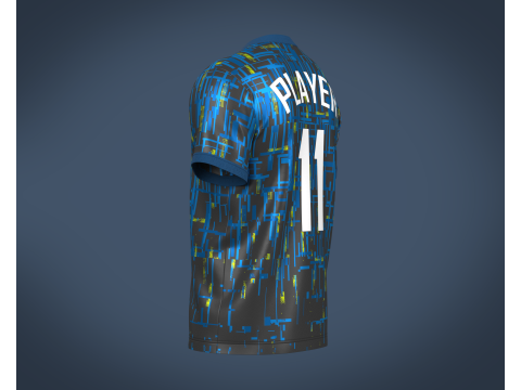 Soccer Football Blue and Black Jersey Player-11 3D Model