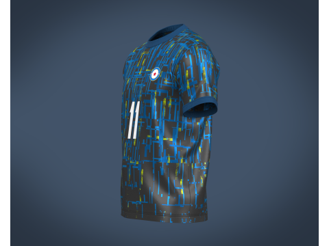 Soccer Football Blue and Black Jersey Player-11 3D Model