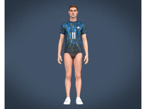 Jogador de futebol azul e preto de camisa-11 Modelo 3D
