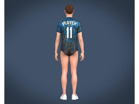 Soccer Football Blue and Black Jersey Player-11 3D Model